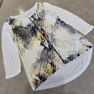 CALVIN KLEIN Women's Long Sleeves Knit Top w/Snakeskin Print on Front - SML